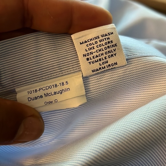 Proper cloth Duane McLaughlin blue striped dress shirt size 18.5 - Picture 8 of 9